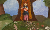 Magiczna łąka, akryle </br> autor: <b>  Strugała Julia, 11 lat